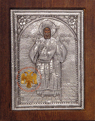 Saint Nectarios Silver Plated Icon